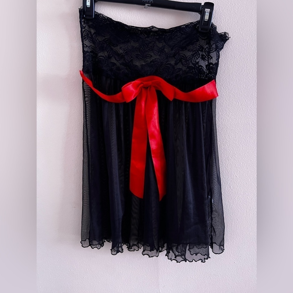 Valentine's Day Size XL Lingerie Dreamgirl Queen Black/ Red Babydoll 3 Piece